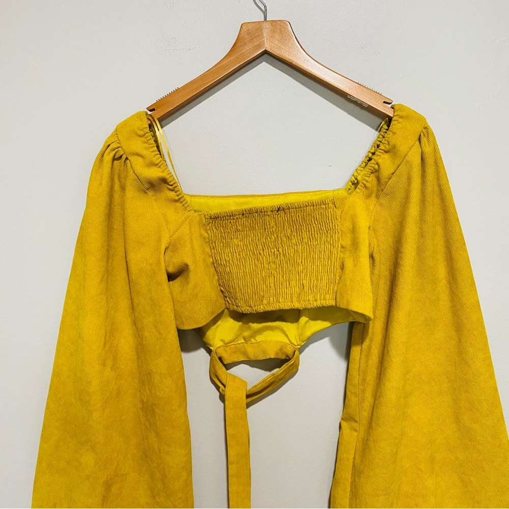 Style & Co Women's Yellow Balloon‎ Sleeve Crop Top Size L - Picture 8 of 15